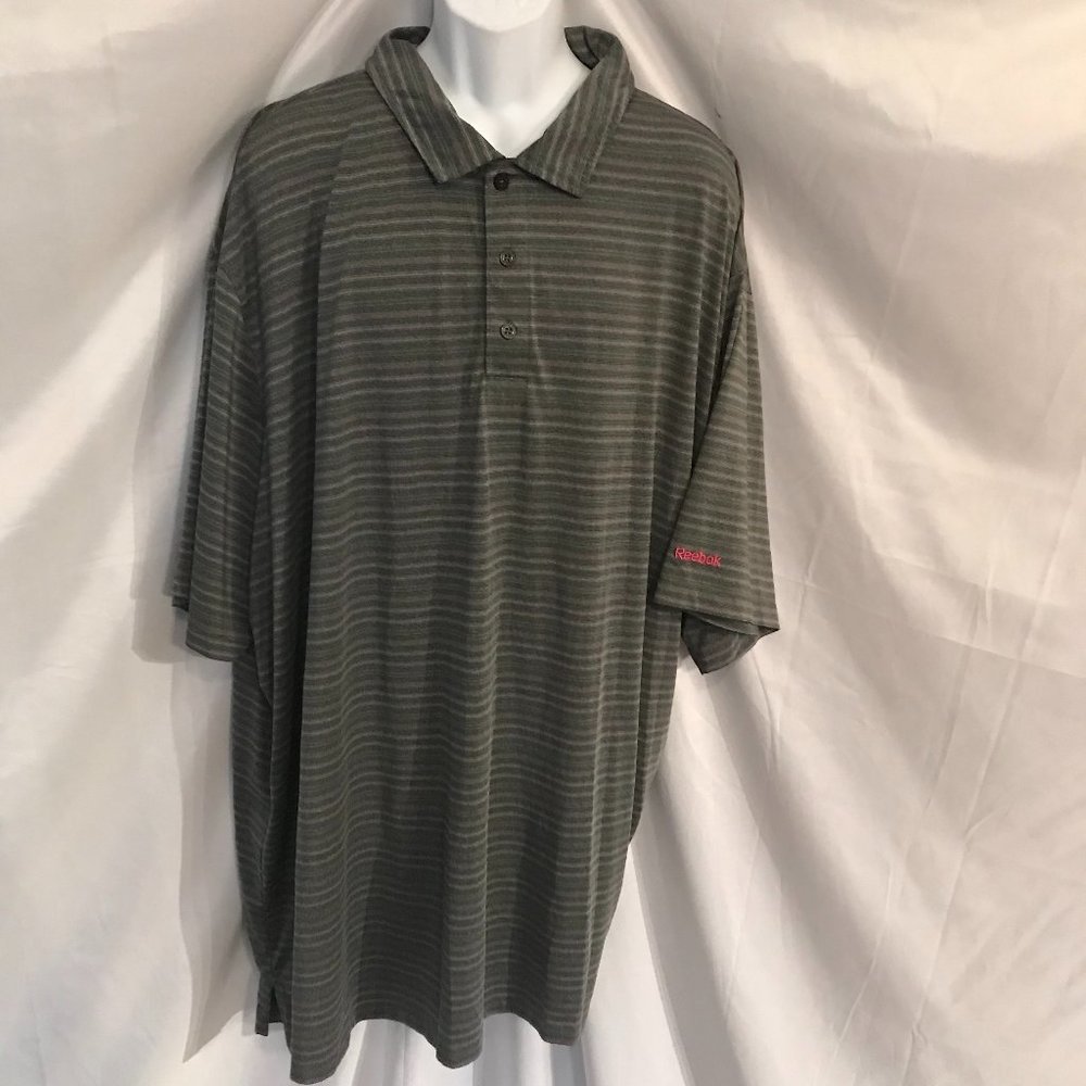 Reebok Golf 6XL Gray/Pinkish/Black Banded Activewear Sport Cut Polo Shirt #105